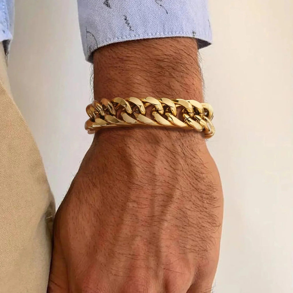 Gold Cuban Bracelet for Men | Gold Bracelet Design On Men Cuban Bracelet Bangle For Men - Gold Cuban Bracelet for Men