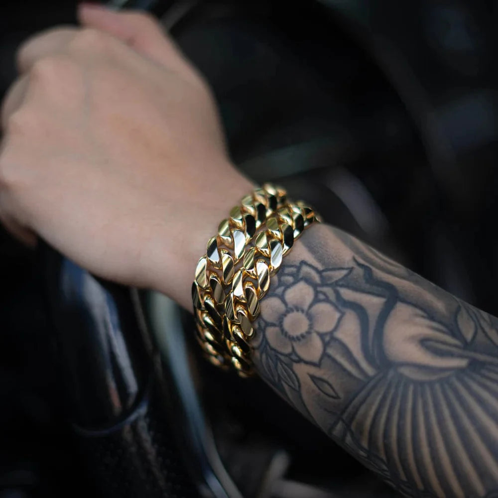 Gold Cuban Bracelet for Men | Gold Bracelet Design On Men Cuban Bracelet Bangle For Men - Gold Cuban Bracelet for Men
