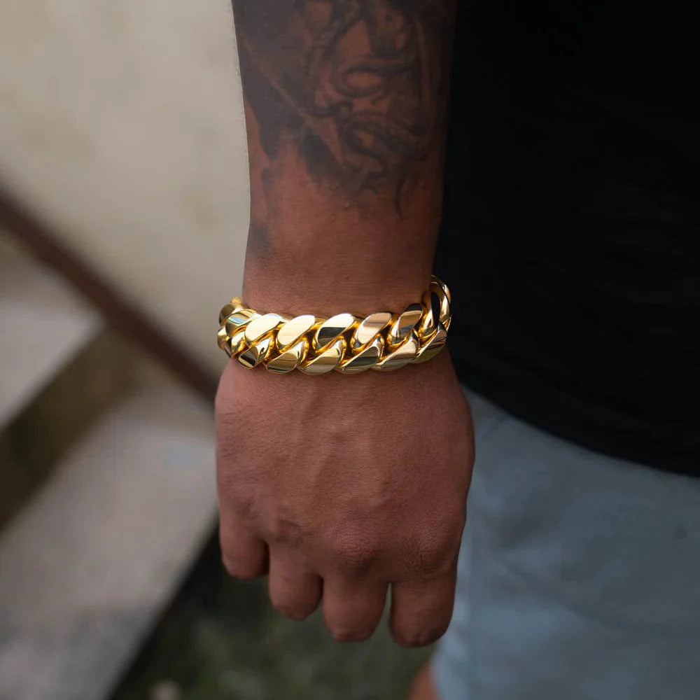 Gold Cuban Bracelet for Men | Gold Bracelet Design On Men Cuban Bracelet Bangle For Men - Gold Cuban Bracelet for Men