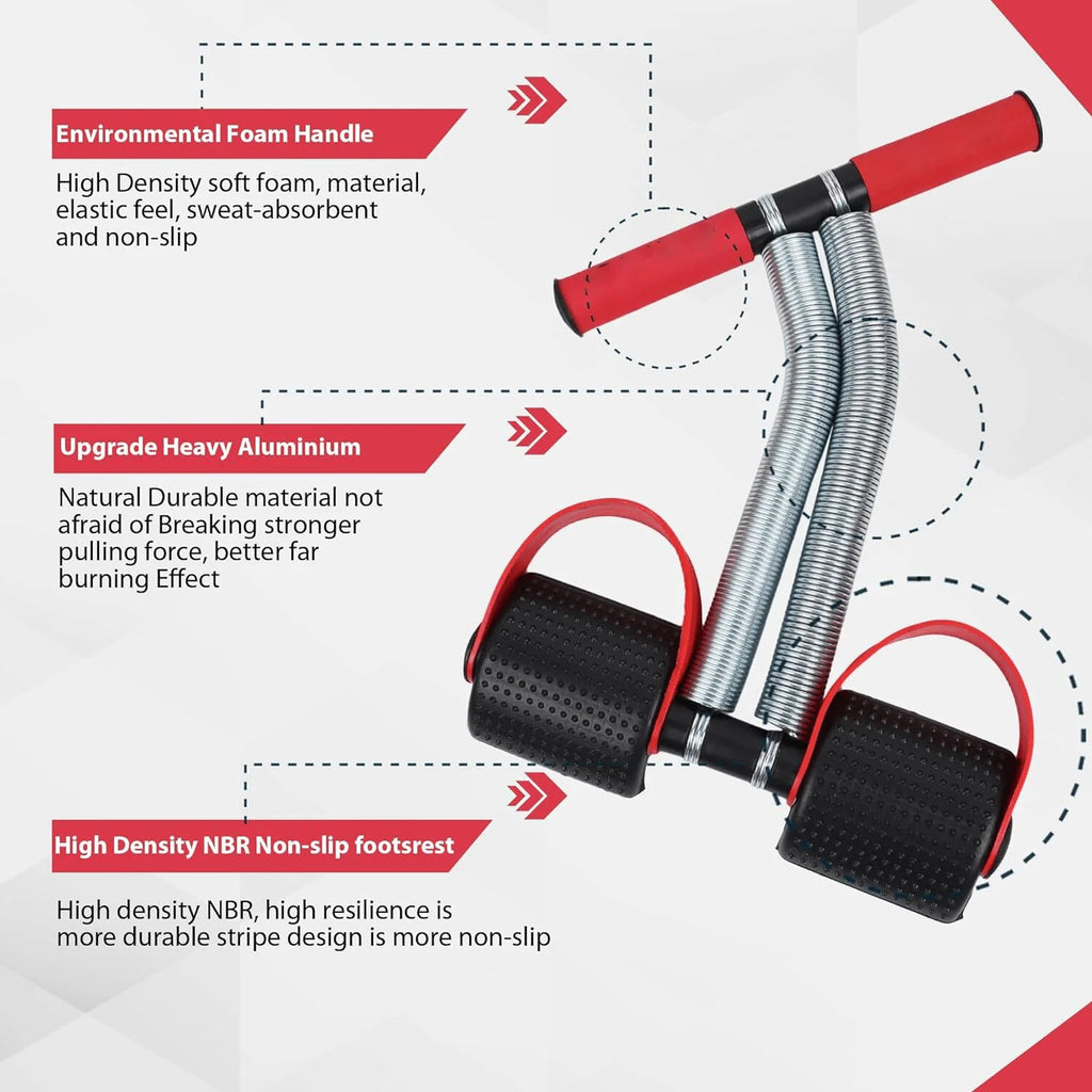 Gym Equipment Resistance Band Ab Exerciser Abdominal Workout -Fitness Tummy Trimmer Stomach Machine - Double Spring Tummy Trimmer