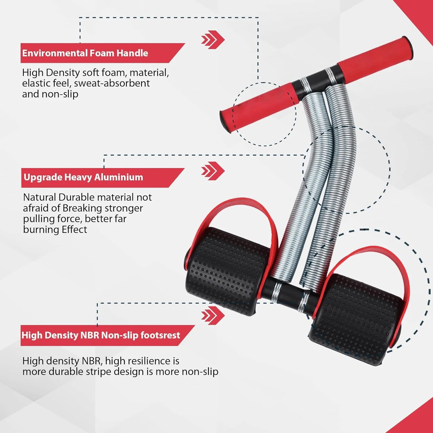 Gym Equipment Resistance Band Ab Exerciser Abdominal Workout -Fitness Tummy Trimmer Stomach Machine - Double Spring Tummy Trimmer