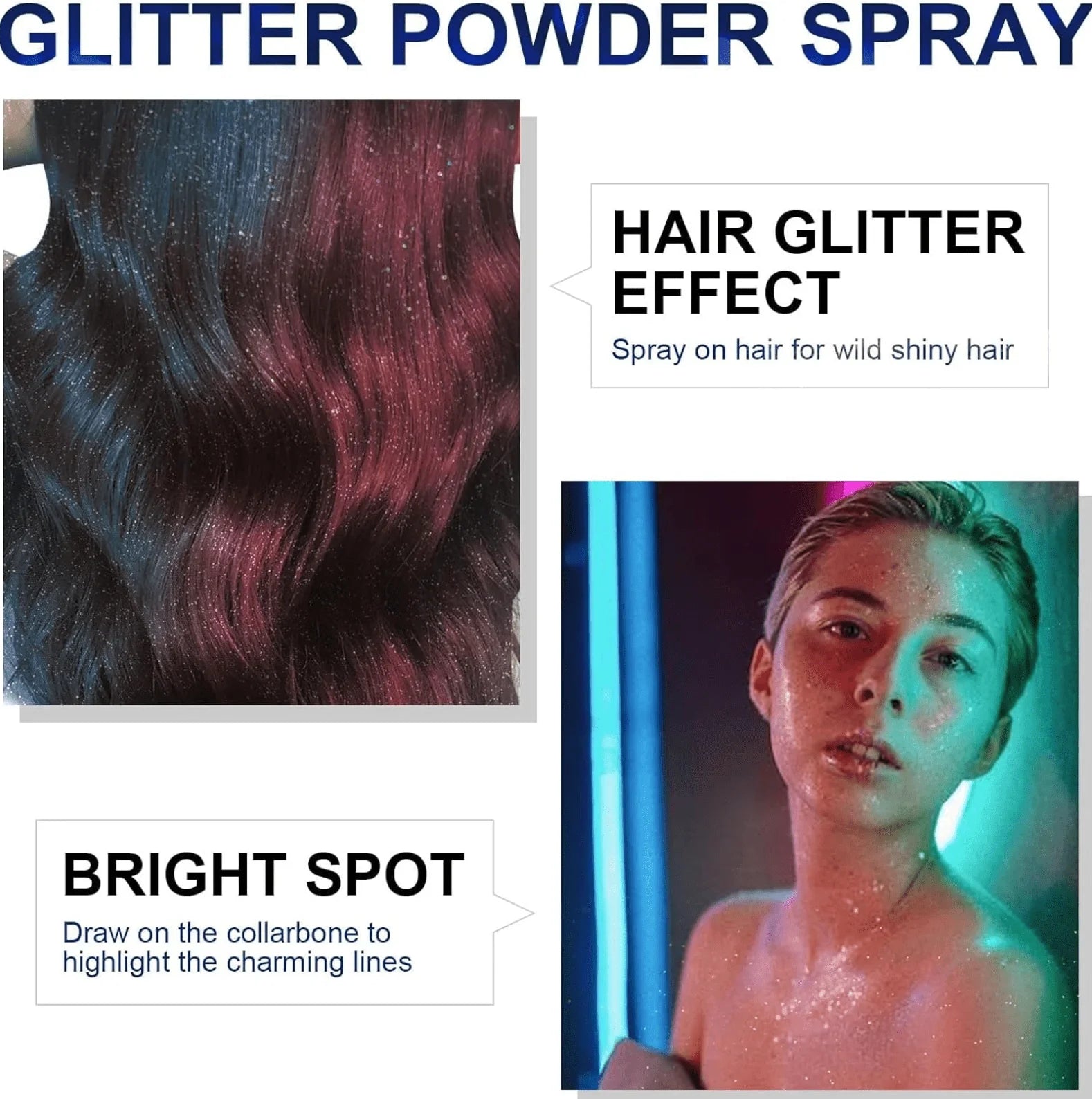 Hair and Body Glitter Color Spray ( Pack Of 2) | Hair Glitter Body Spray Hair Shimmer Shine Spray - Hair and Body Glitter Color Spray (Pack Of 2)
