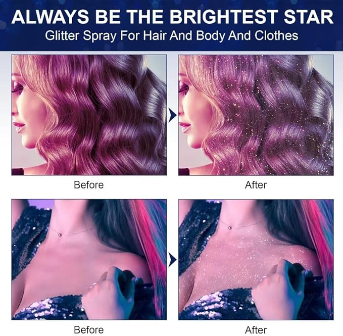 Hair and Body Glitter Color Spray ( Pack Of 2) | Hair Glitter Body Spray Hair Shimmer Shine Spray - Hair and Body Glitter Color Spray (Pack Of 2)