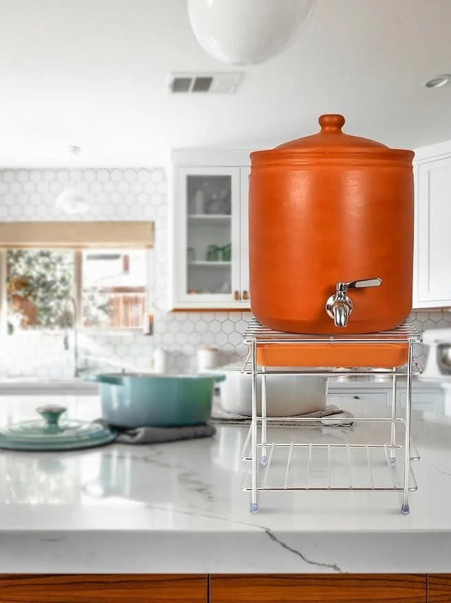 Heavy Steel Matka Stand with Free Tray | Water Pot On Stand Kitchen Design Clay Water Pot Metal Stand - Heavy Steel Matka Stand with Free Tray