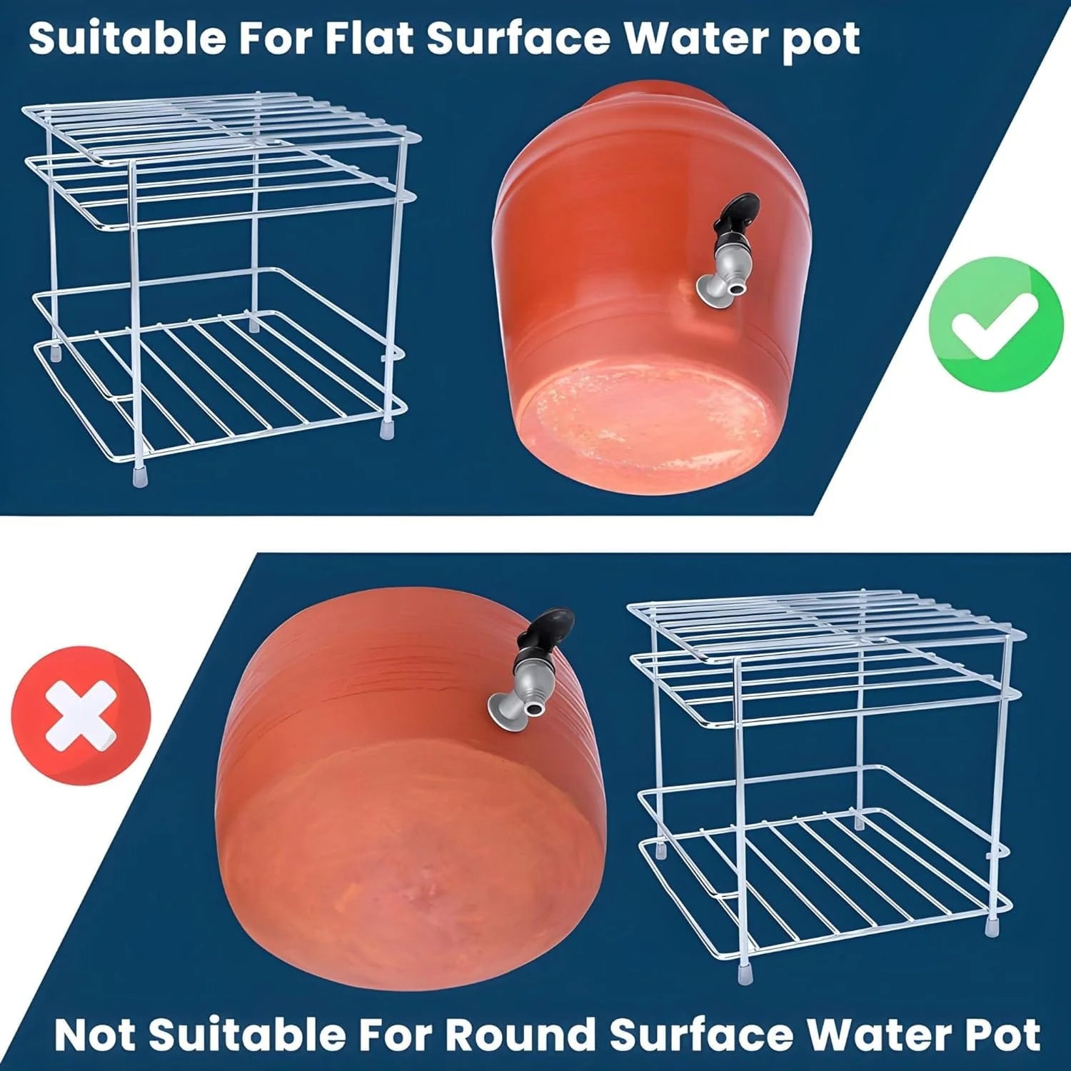 Heavy Steel Matka Stand with Free Tray | Water Pot On Stand Kitchen Design Clay Water Pot Metal Stand - Heavy Steel Matka Stand with Free Tray