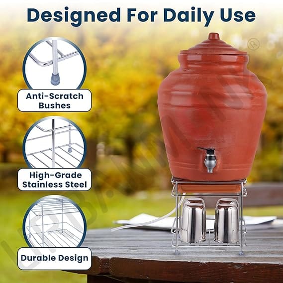 Heavy Steel Matka Stand with Free Tray | Water Pot On Stand Kitchen Design Clay Water Pot Metal Stand - Heavy Steel Matka Stand with Free Tray