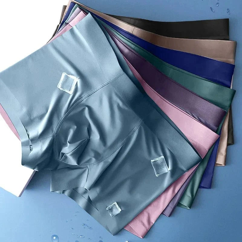 Icy Silk Underwear for Men (Pack of 3) | Men's Underwear Trunks Inner Wear Underclothes Boxer Briefs - S - Icy Silk Underwear for Men (Pack of 3)