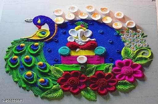 Instant Rangoli Kit | Rangoli Designs Pattern Borders Stencils Colors Rangoli Kit - Instant Rangoli Kit