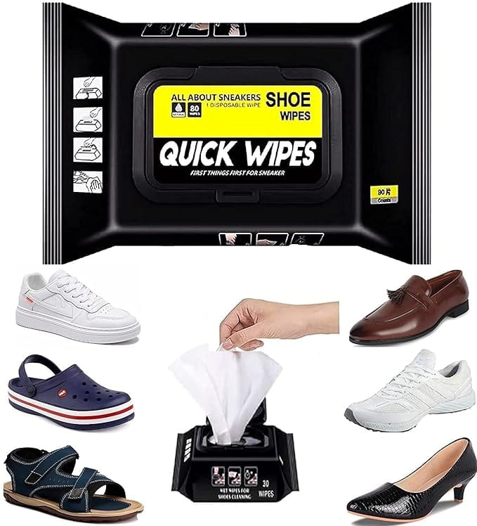Instant Shoe Cleaning Wipes (Pack of 80 Wipes) | Shoe Cleaning Wipes Kit Shoes Shine Cleaner - Pack of 80 - Instant Shoe Cleaning Wipes (Pack of 80 Wipes)