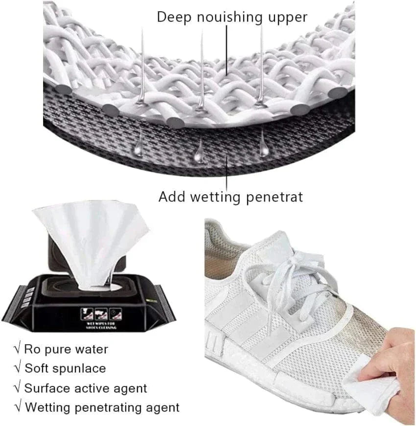 Instant Shoe Cleaning Wipes (Pack of 80 Wipes) | Shoe Cleaning Wipes Kit Shoes Shine Cleaner - Pack of 80 - Instant Shoe Cleaning Wipes (Pack of 80 Wipes)