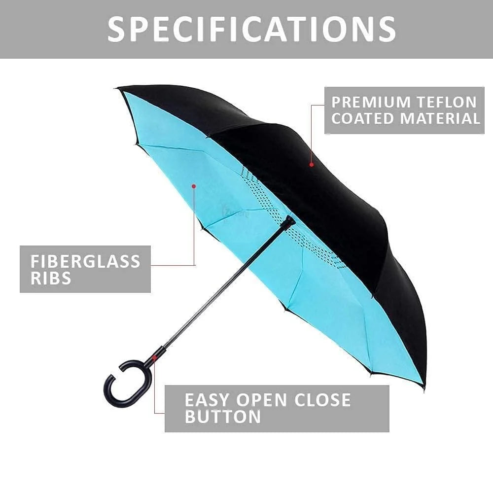 Inverted Reversible Umbrella (Multicolor) | Rain Umbrella Uv Sun Foldable Inverted Reversable Car Umbrella - Inverted Reversible Umbrella (Multicolor)