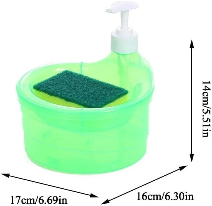 Large - Double Layer 2 in 1 Liquid soap Dispenser with Pump and Sponge