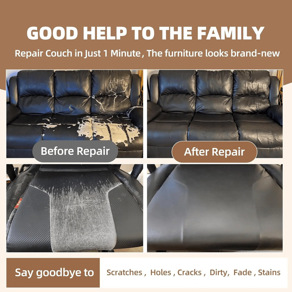 Leather Repair Tape - Black | Couch Repair Faux Leather Sofa Fixer Fabric Patch Tape - Multipurpose Self-Adhesive Leather Sheet(30cm × 60cm)