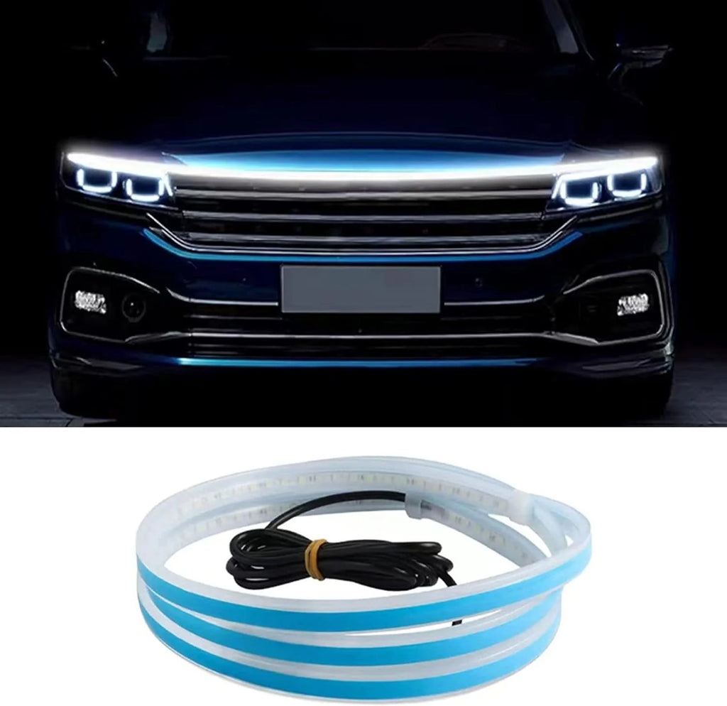 Led Light Neon Strip Lights Rgb Cob Lighting Decoration Ambient Lights - Universal Flexible Car Led Hood Strip Lights (White Light) - Car Led Hood Strip Lights