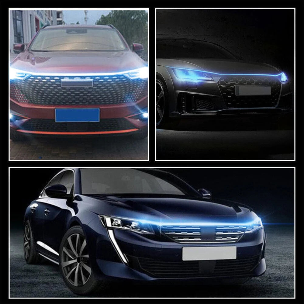 Led Light Neon Strip Lights Rgb Cob Lighting Decoration Ambient Lights - Universal Flexible Car Led Hood Strip Lights (White Light) - Car Led Hood Strip Lights