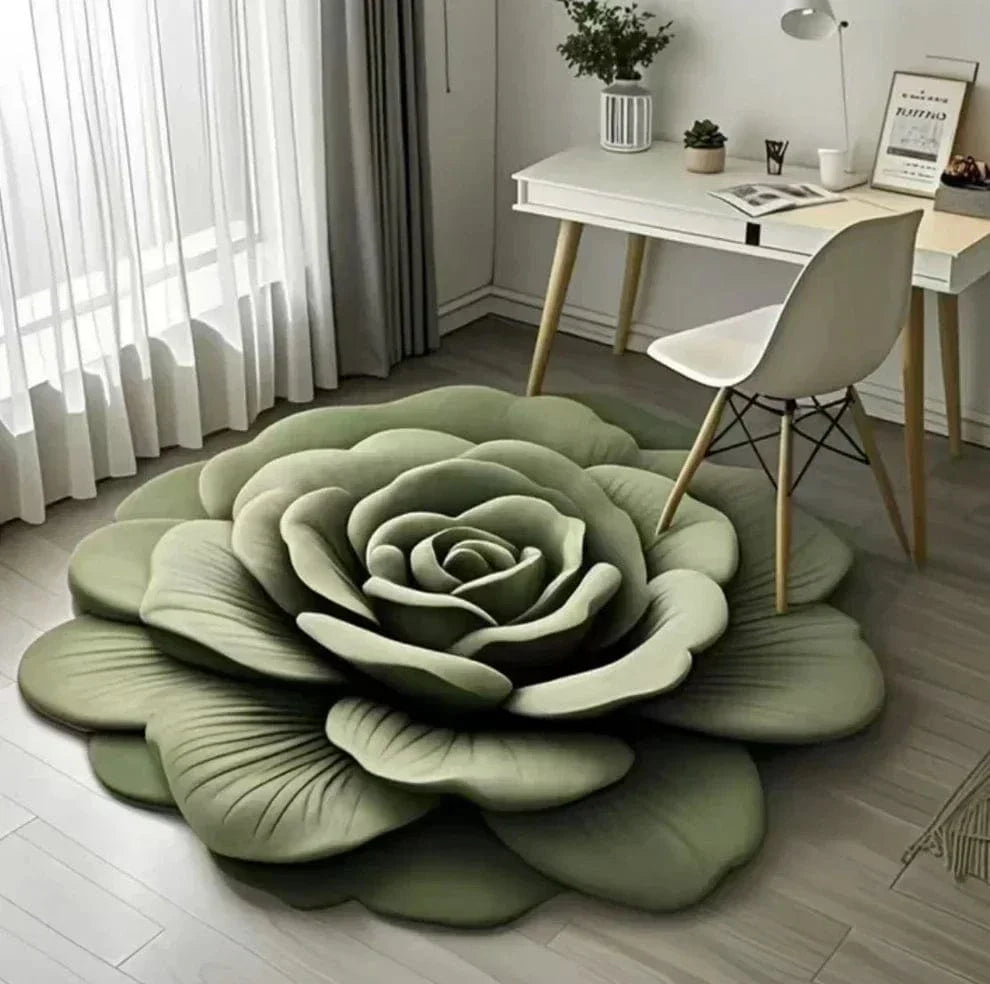Luxury 3D Rose Flower Shape Floor Mat (Pack of 2) | Floor Carpet Living Room Rug Mat Sitting Area Flower 3d Mats - Luxury 3D Rose Flower Shape Floor Mat (Pack of 2)