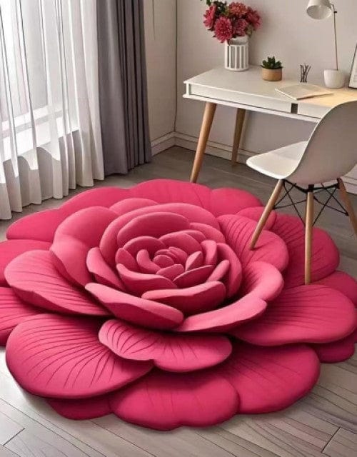 Luxury 3D Rose Flower Shape Floor Mat (Pack of 2) | Floor Carpet Living Room Rug Mat Sitting Area Flower 3d Mats - Luxury 3D Rose Flower Shape Floor Mat (Pack of 2)