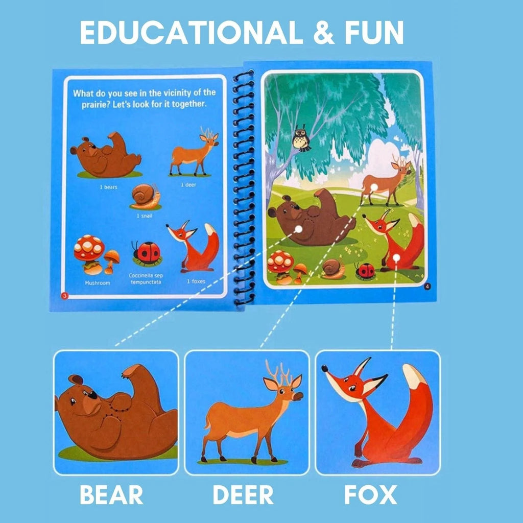 Magical Water Drawing Book (Set of 4) | Doodling Art Magic Water Book Coloring Draw Pages Book Magic - Pack of 4 - Reusable Magic Water Drawing Book (Set of 4)