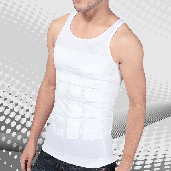 Men Tummy Tucker Slimming Vest Mens Waist Trainer Undershirt Trimmer - Men's Compression Vest - M - Men's Compression Vest