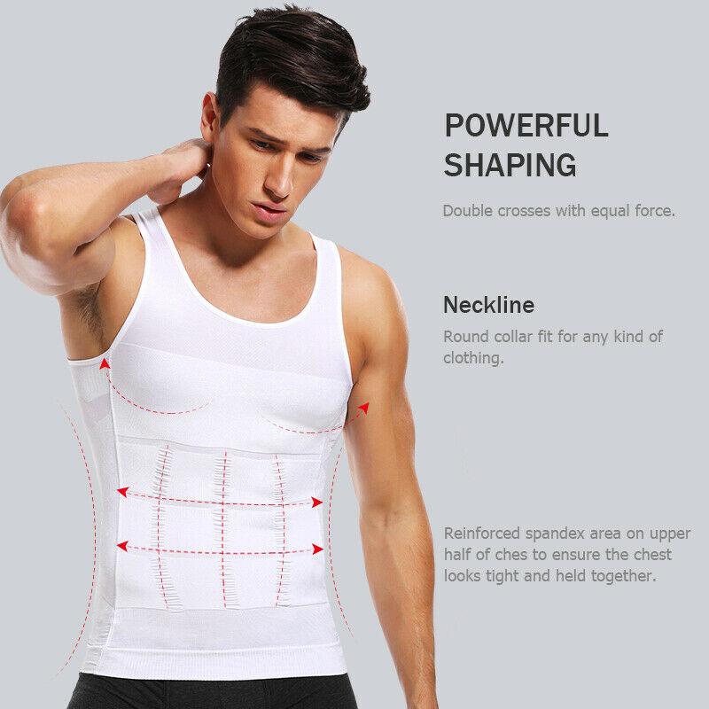 Men Tummy Tucker Slimming Vest Mens Waist Trainer Undershirt Trimmer - Men's Compression Vest - M - Men's Compression Vest