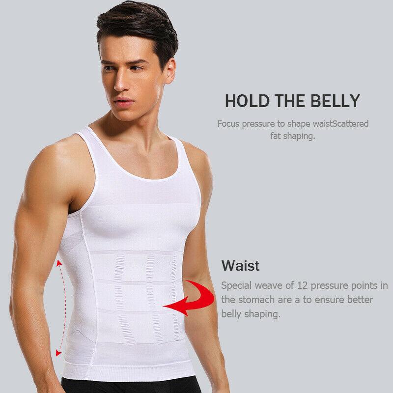Men Tummy Tucker Slimming Vest Mens Waist Trainer Undershirt Trimmer - Men's Compression Vest - M - Men's Compression Vest