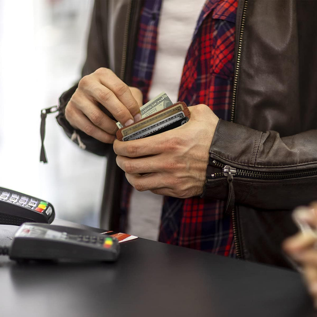 Mens wallet Best Bifold Leather Money Clip Wallets for men - Bifold Money Clip Wallet - Brown - Bifold Money Clip Wallet