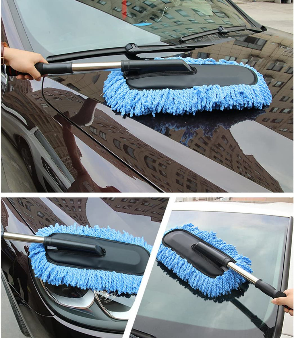 Microfiber Car Cloths Cleaning Kit Interior Products Brush - Microfiber Telescopic Car Top Duster - Blue - Microfiber Telescopic Car Top Duster