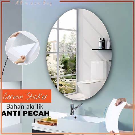 Mirror Sticker for Wall (Oval+Rectangular) - Pack of 2