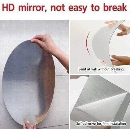 Mirror Sticker for Wall (Oval+Rectangular) - Pack of 2