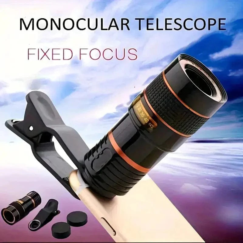 Mono Cular Telescope Lens Vision Monocular Telescope Binoculars - 12x HD Optical Zoom Camera Telescope Lens - Large - Phone Telescope Lens