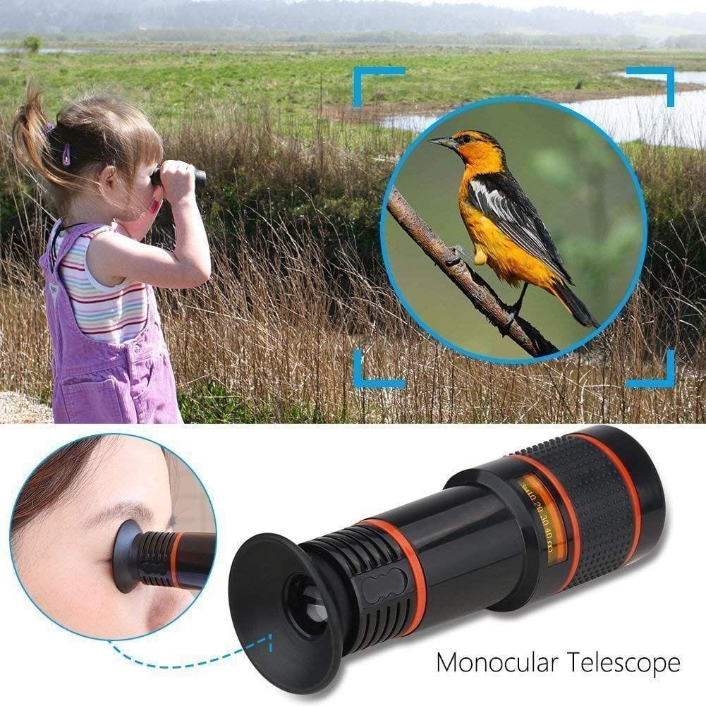 Mono Cular Telescope Lens Vision Monocular Telescope Binoculars - 12x HD Optical Zoom Camera Telescope Lens - Large - Phone Telescope Lens