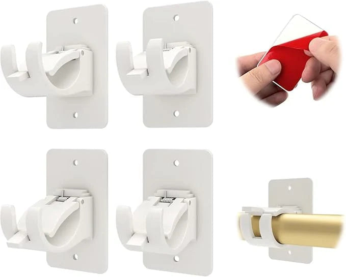Nail-free Adjustable Rod Bracket Holders | Curtain Rod Holders Adjustable cUrtains Bracket Hand Rod - Pack of 6 - Nail-free Adjustable Rod Bracket Holders