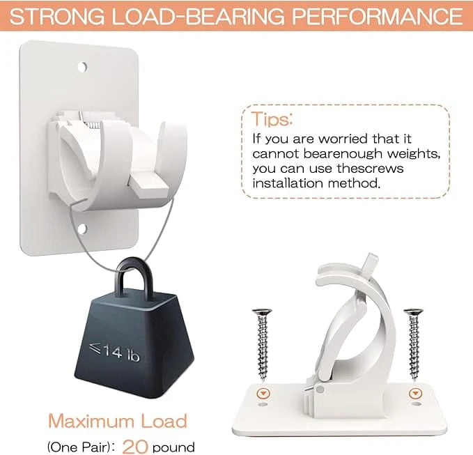 Nail-free Adjustable Rod Bracket Holders | Curtain Rod Holders Adjustable cUrtains Bracket Hand Rod - Pack of 6 - Nail-free Adjustable Rod Bracket Holders