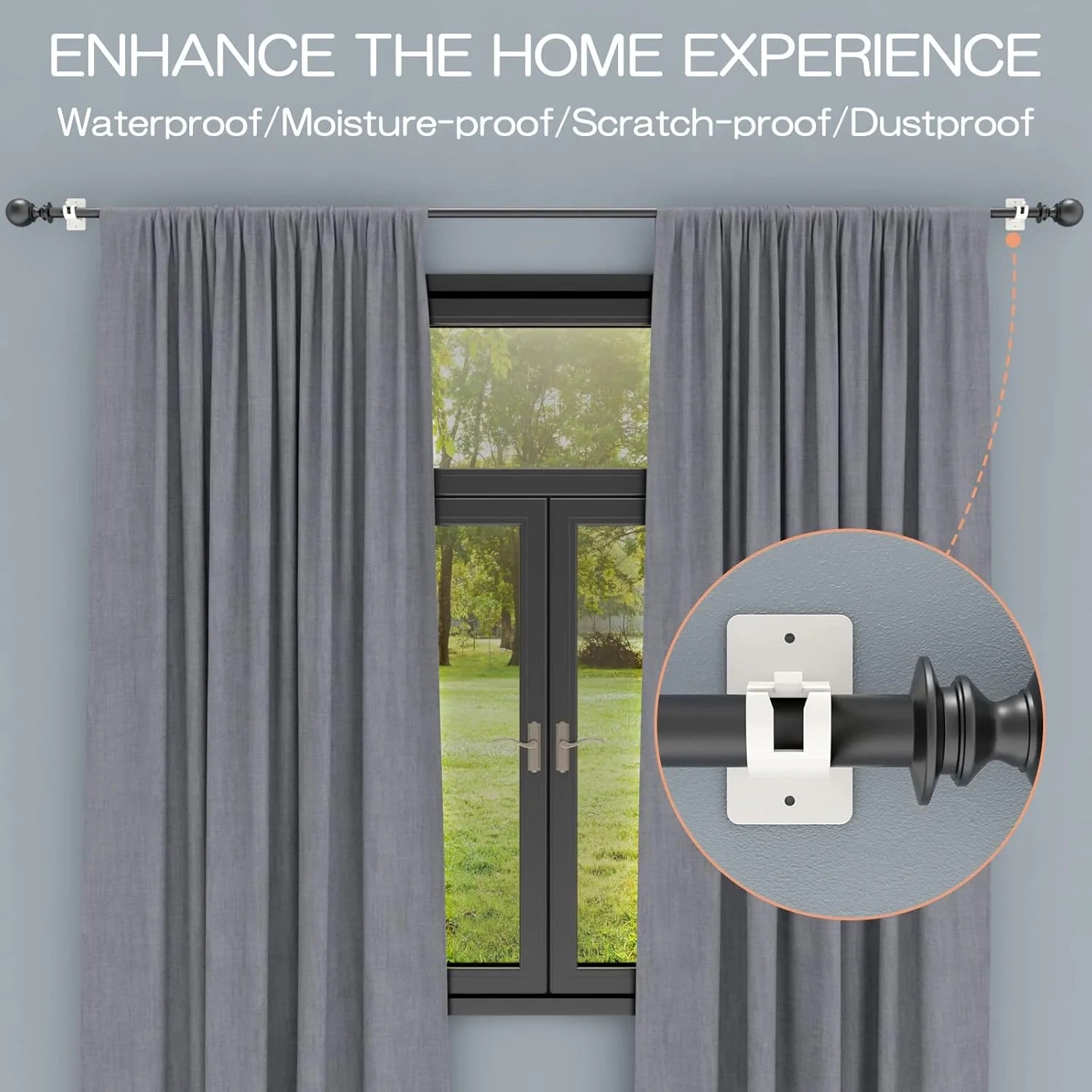 Nail-free Adjustable Rod Bracket Holders | Curtain Rod Holders Adjustable cUrtains Bracket Hand Rod - Pack of 6 - Nail-free Adjustable Rod Bracket Holders