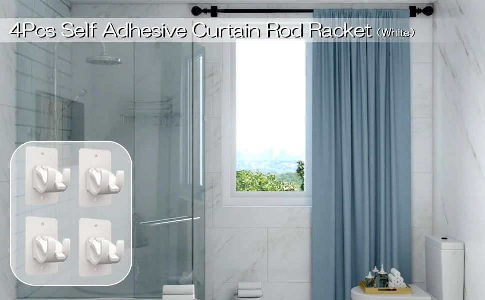 Nail-free Adjustable Rod Bracket Holders | Curtain Rod Holders Adjustable cUrtains Bracket Hand Rod - Pack of 6 - Nail-free Adjustable Rod Bracket Holders