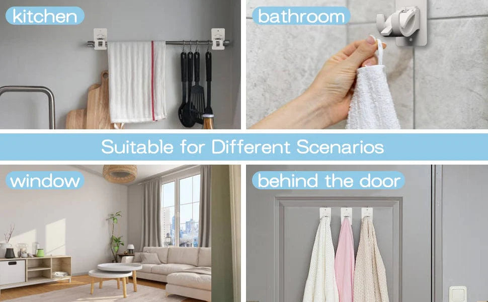 Nail-free Adjustable Rod Bracket Holders | Curtain Rod Holders Adjustable cUrtains Bracket Hand Rod - Pack of 6 - Nail-free Adjustable Rod Bracket Holders