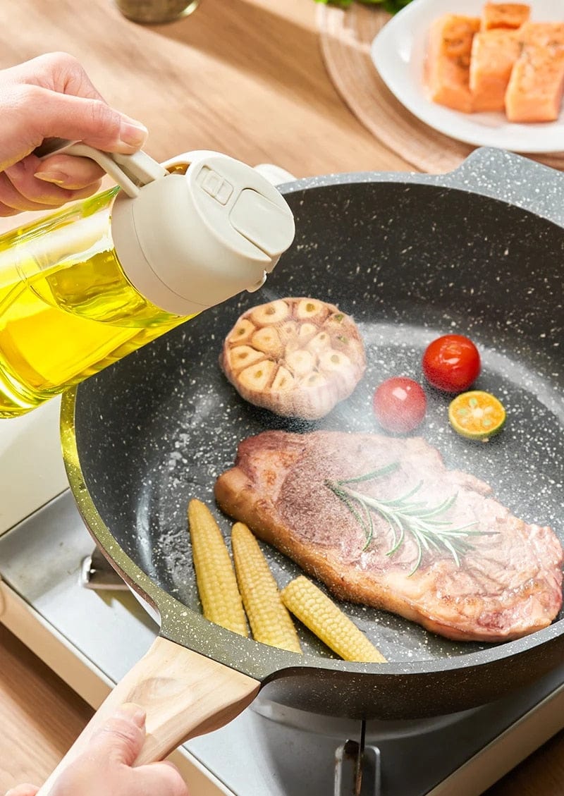 Oil Dispenser Cooking Food Canister Container Oil Bottle For Kitchen - 2-in-1 Oil Dispenser and Sprayer - Large 500ml - 2-in-1 Oil Dispenser and Sprayer