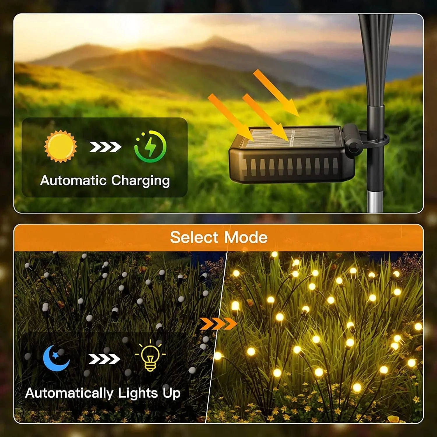 Pack of 1 (6 LED Bulbs) - Solar Powered Garden Lights (Multi Sets)