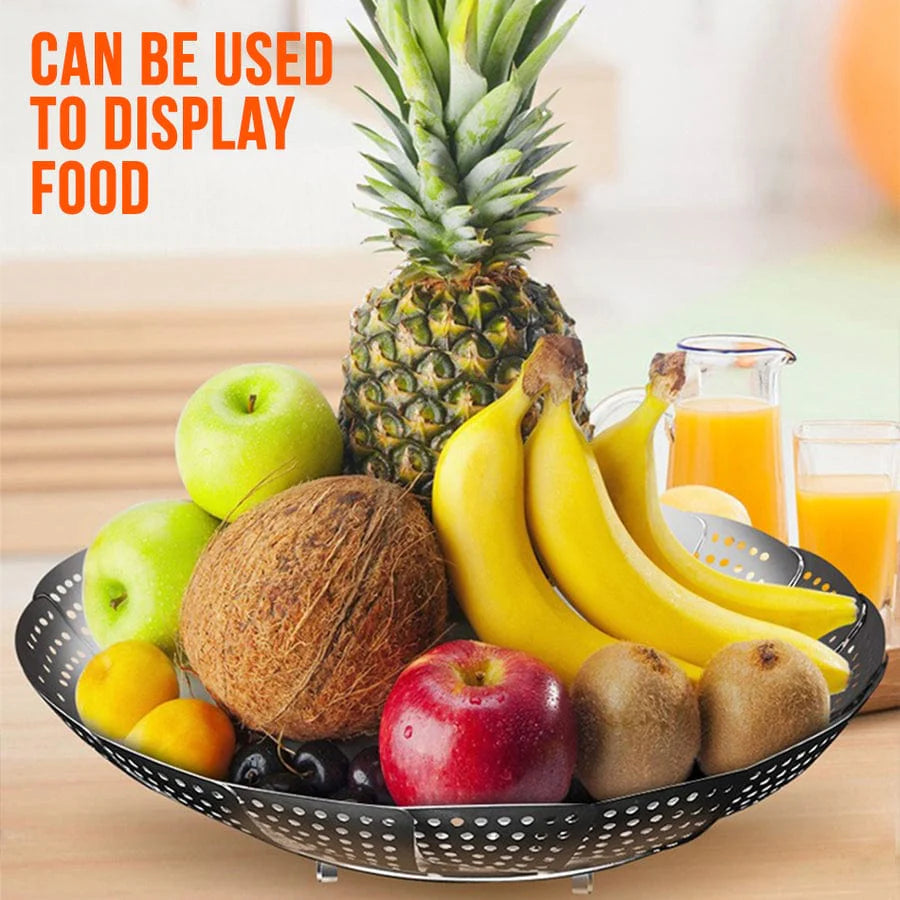 Pack of 1 - Stainless Steel Steamer basket for Veggie/Seafood with Safety Tool