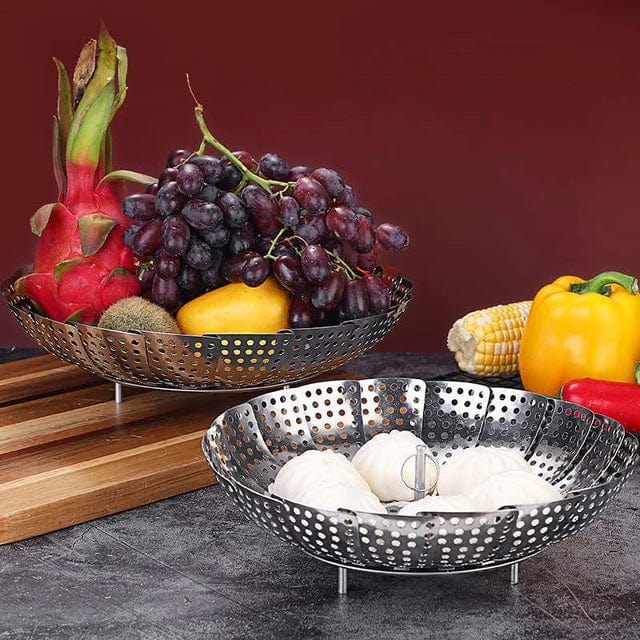 Pack of 1 - Stainless Steel Steamer basket for Veggie/Seafood with Safety Tool