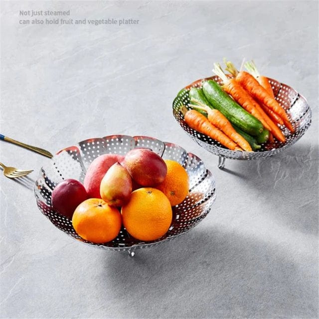 Pack of 1 - Stainless Steel Steamer basket for Veggie/Seafood with Safety Tool