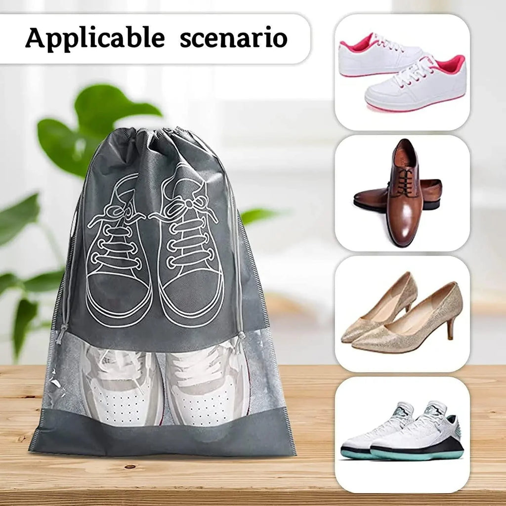 Pack of 5 Bags - Portable Travel Dust-Proof Shoe Bags