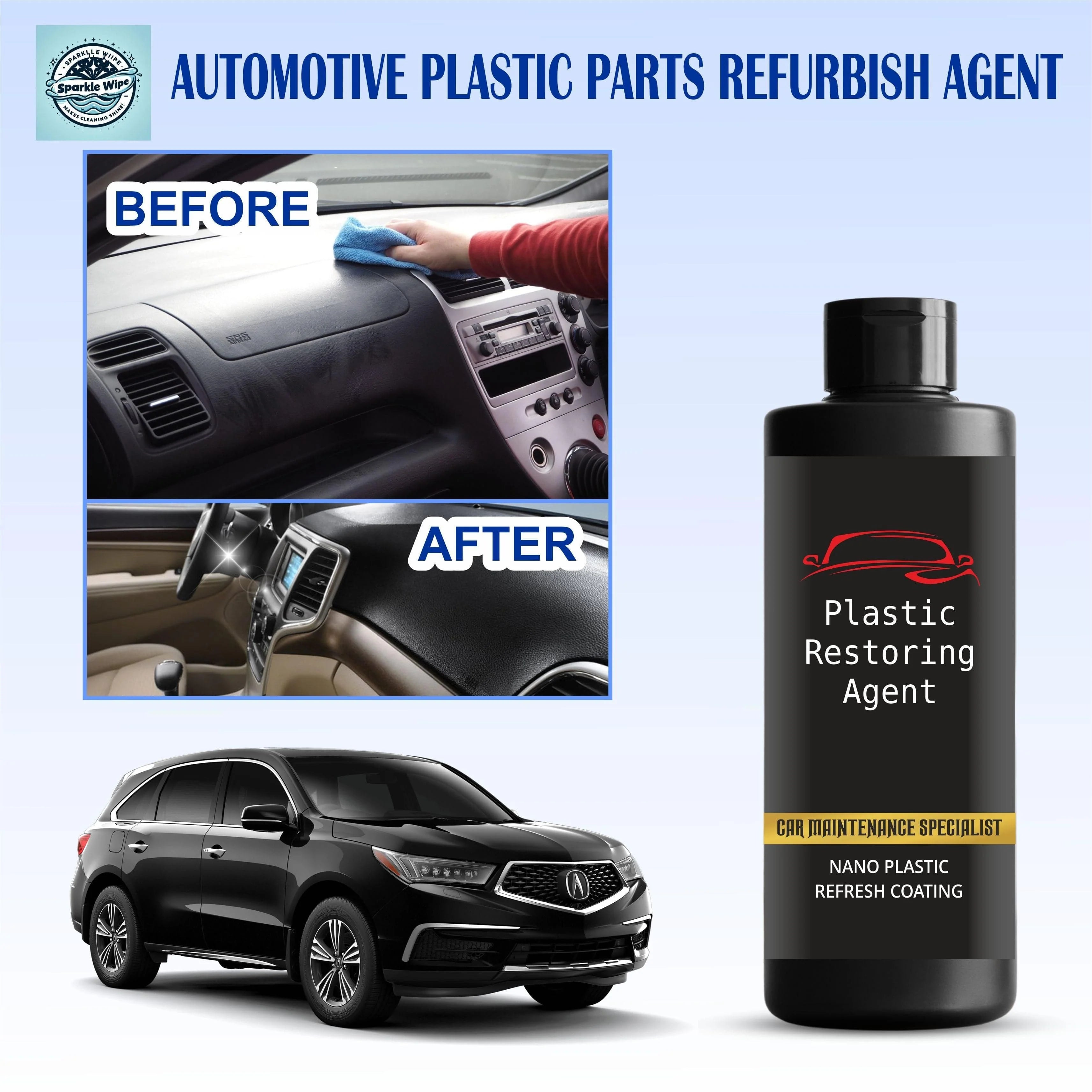 Plastic Restoring Agent (Pack of 2) | Car Washes Coating Shine Plastic Restore Agent Interior Exterior - Plastic Restoring Agent (Pack of 2)