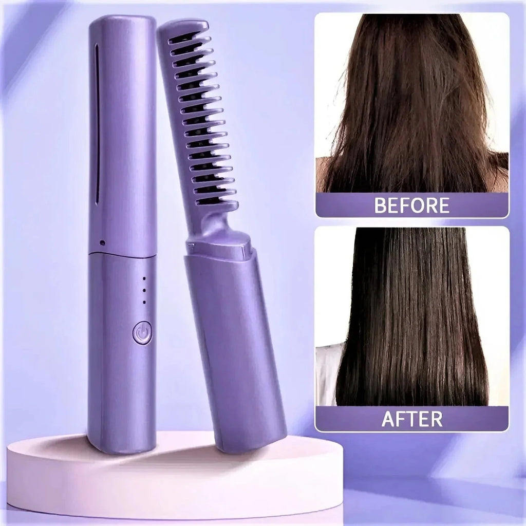 Portable Mini Hair Straightener | Hair Straightener Brush Comb Straightining Brush With Comb - Portable Mini Hot Hair Brush