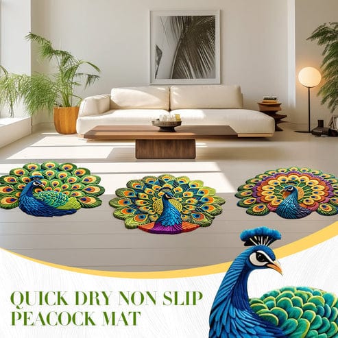 Quick-Dry Non-Slip Peacock Mat (Pack of 2) | Mat For Bathroom Anti Non Slip Home Mat Nonskid Mats - Quick-Dry Non-Slip Peacock Mat (Pack of 2)