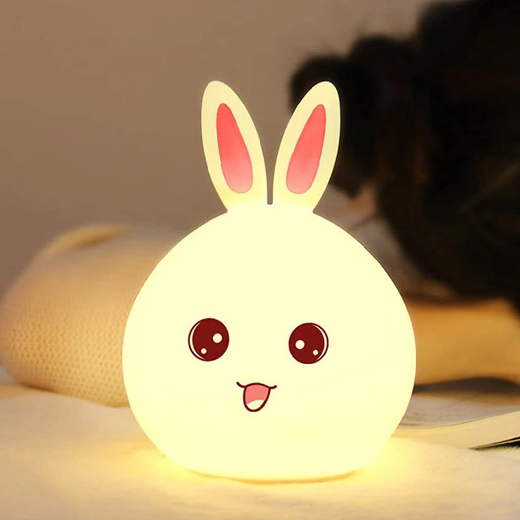 rabbit silicone night light | Led Light Lamp Night Warm Sensor Cute Rabbit Lamp Silicone Touch - Rabbit Silicone Night Light