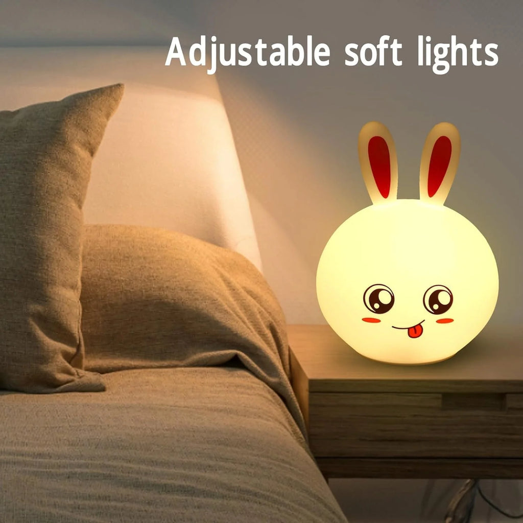 rabbit silicone night light | Led Light Lamp Night Warm Sensor Cute Rabbit Lamp Silicone Touch - Rabbit Silicone Night Light