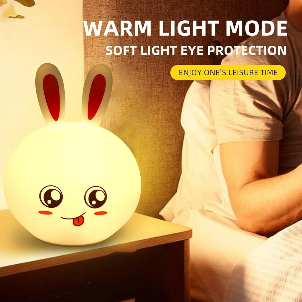 rabbit silicone night light | Led Light Lamp Night Warm Sensor Cute Rabbit Lamp Silicone Touch - Rabbit Silicone Night Light