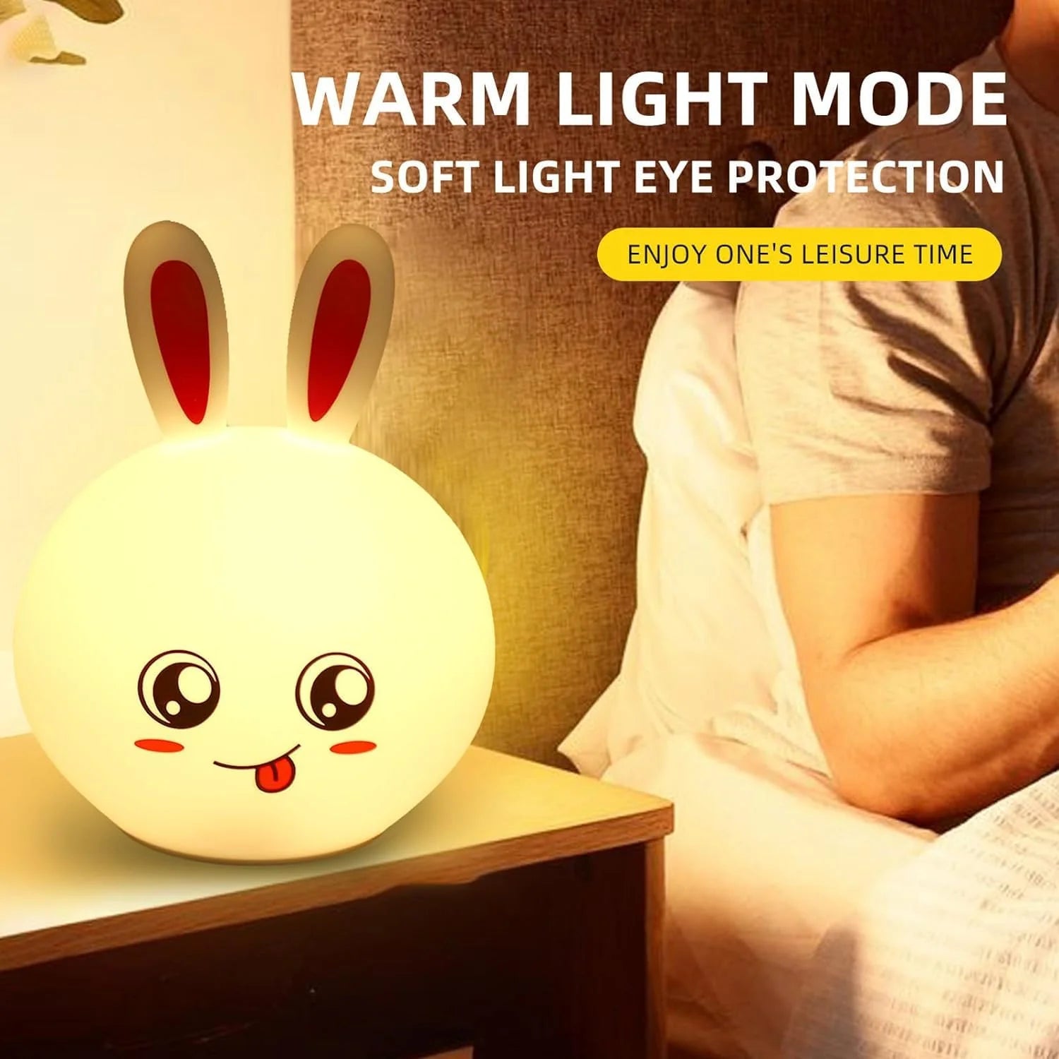 rabbit silicone night light | Led Light Lamp Night Warm Sensor Cute Rabbit Lamp Silicone Touch - Rabbit Silicone Night Light