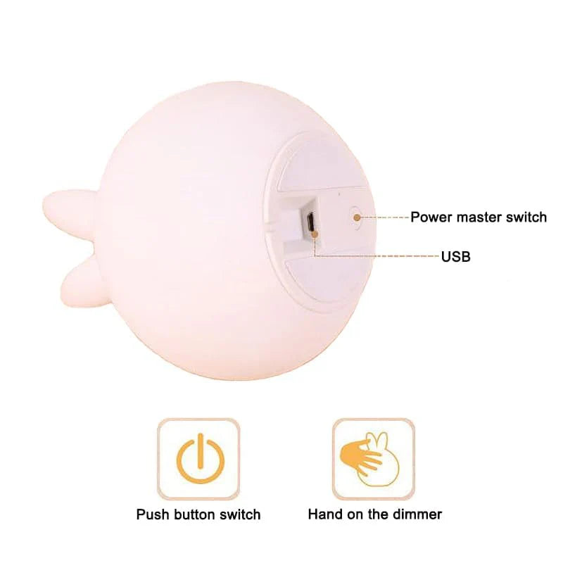 rabbit silicone night light | Led Light Lamp Night Warm Sensor Cute Rabbit Lamp Silicone Touch - Rabbit Silicone Night Light